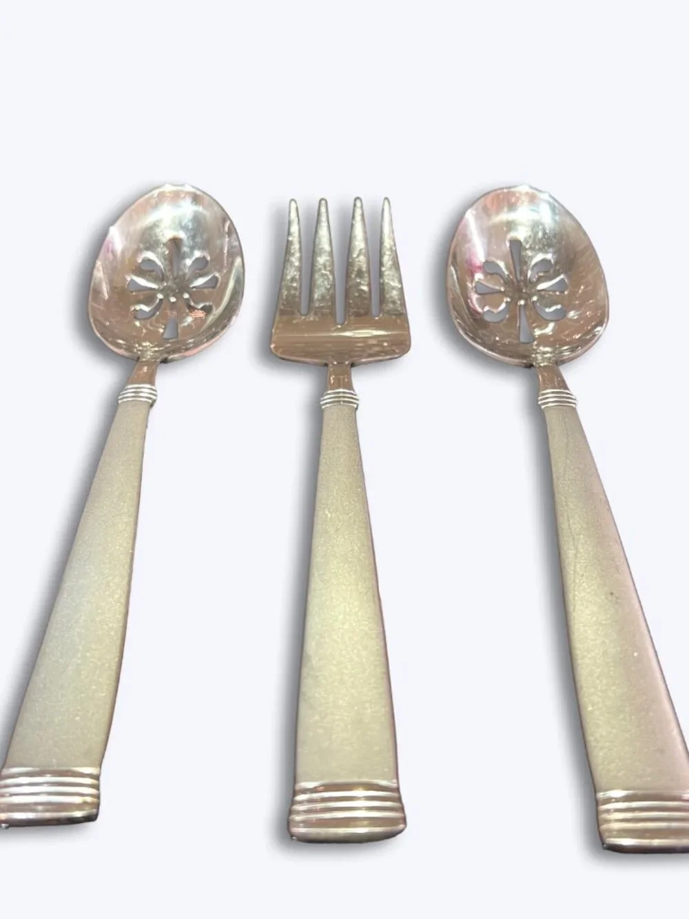 Wallace Napoli-Frost 18/10 Stainless 3 Pc Serving Set 2 Pierced Spoons 1 Fork